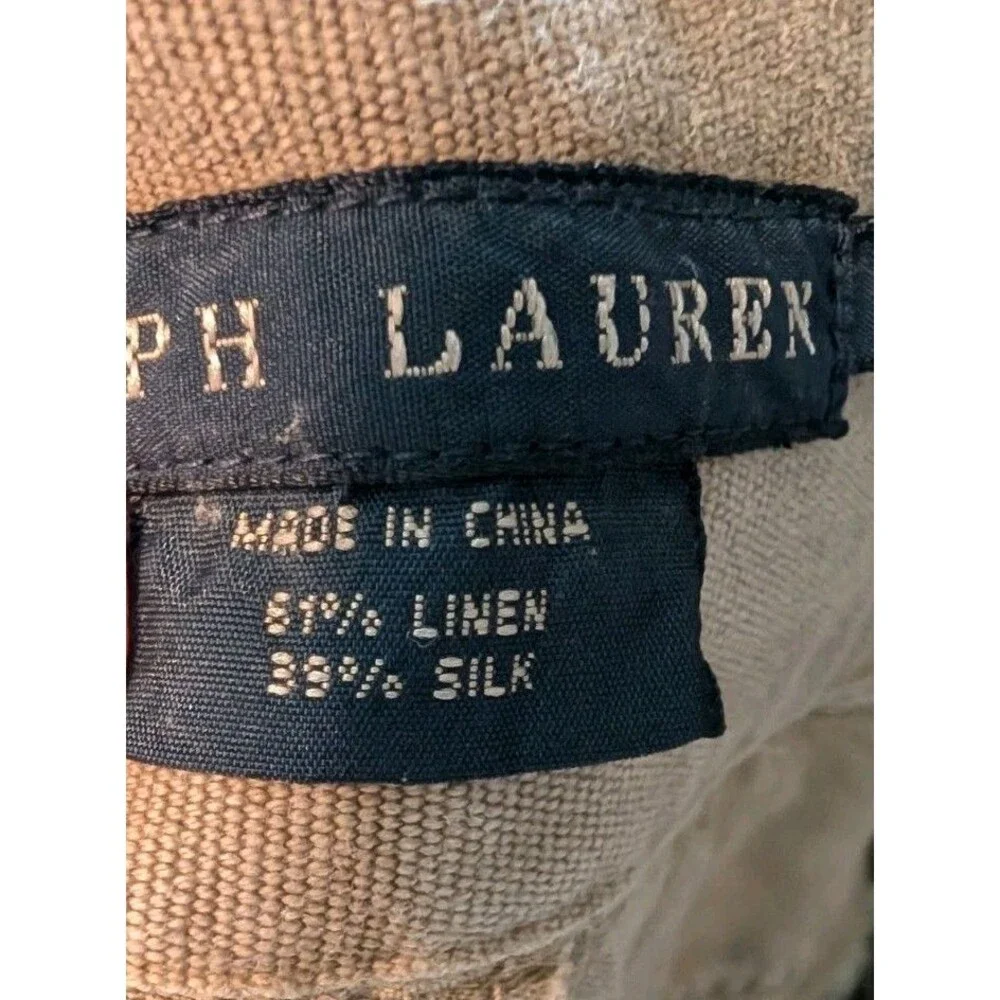 RALPH LAUREN CARGO PANTS LINEN & SILK VINTAGE EC SIZE 6 RARE!